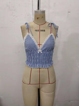 Women's Gingham Lace Trim Cami Top