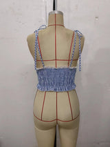 Women's Gingham Lace Trim Cami Top