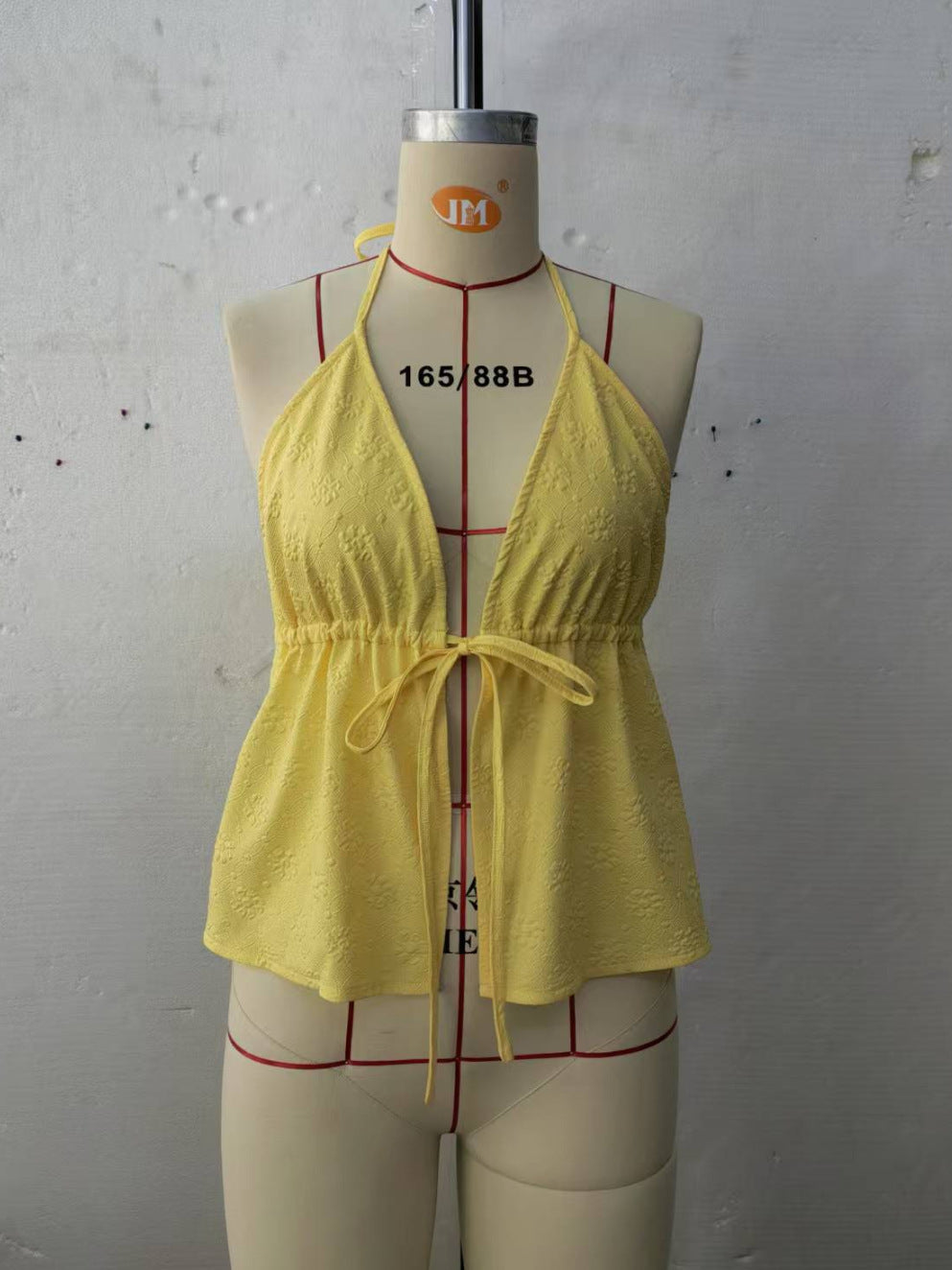 Women's Halter Tie Front Peplum Top