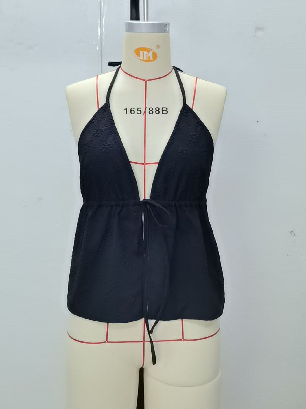 Women's Halter Tie Front Peplum Top