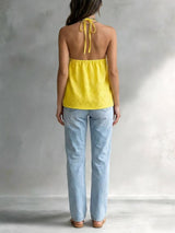Women's Halter Tie Front Peplum Top