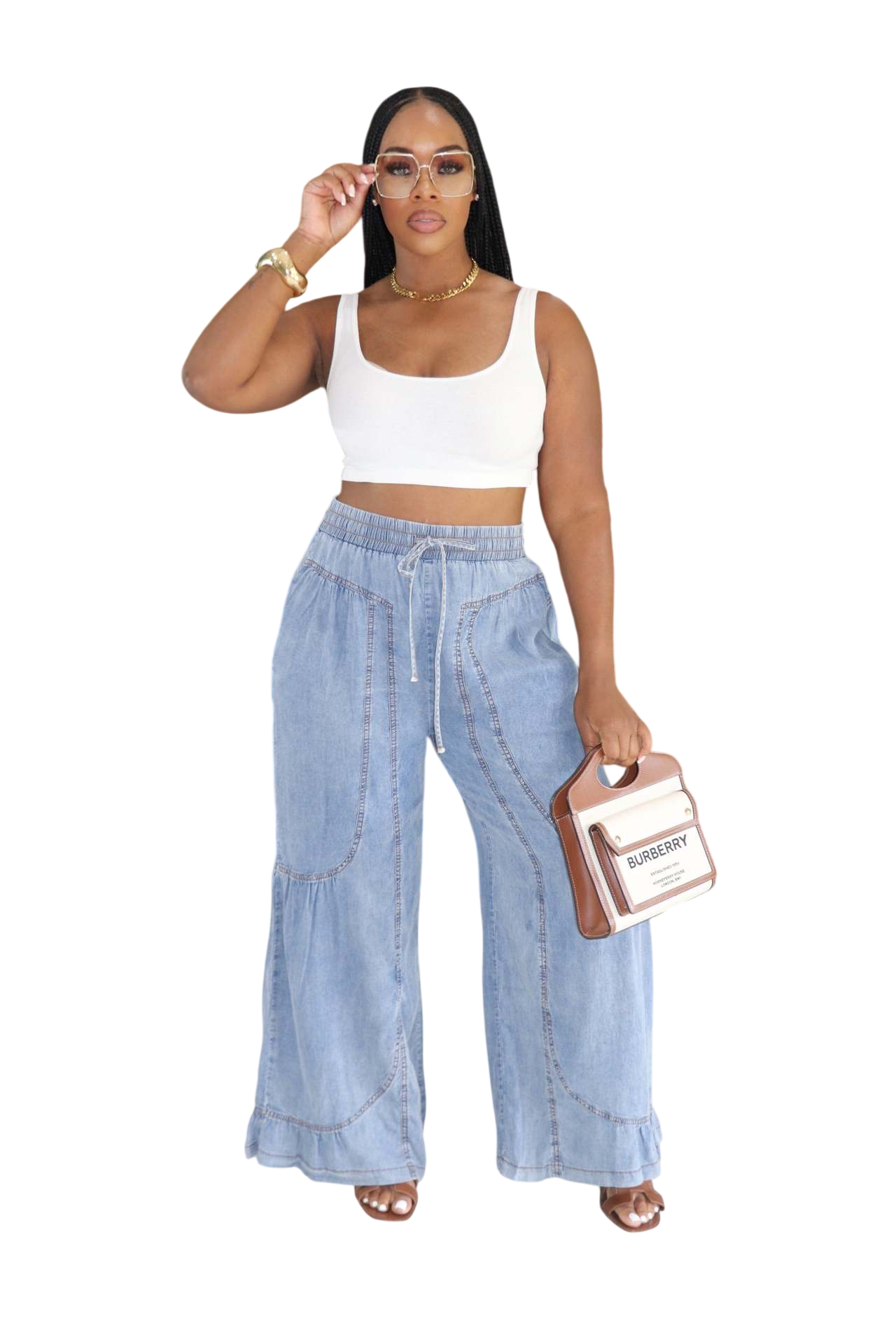 Women's Drawstring Wide Leg Pants