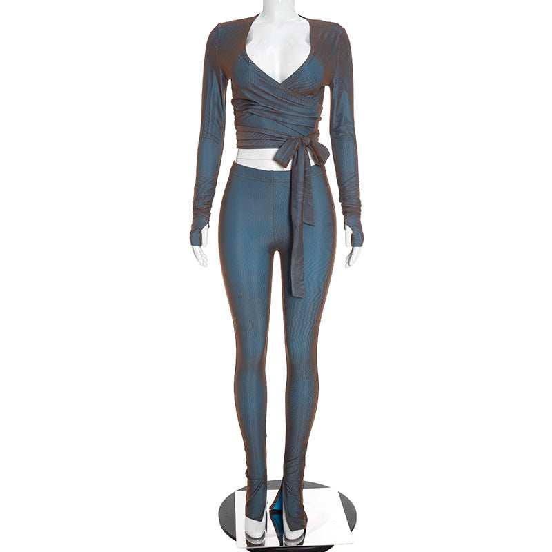 Women's Wrap Top & Leggings Set