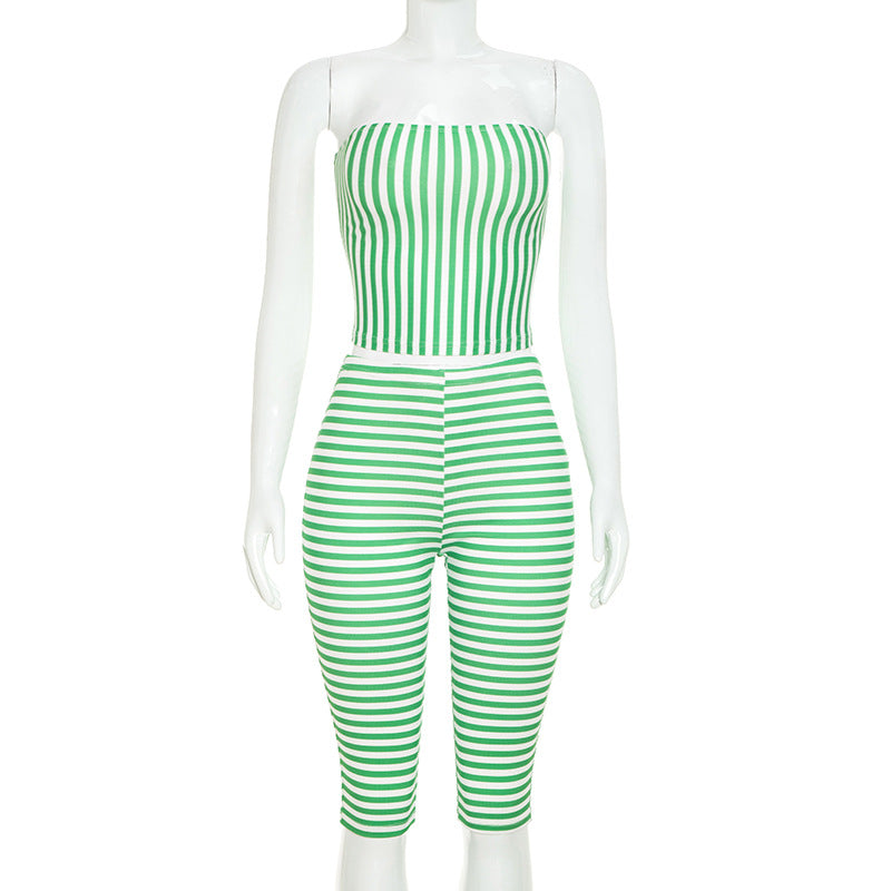 Women's Strapless Top & Capri Set