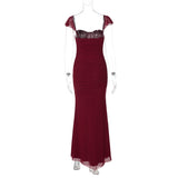 Women's Ruched Mermaid Maxi Dress