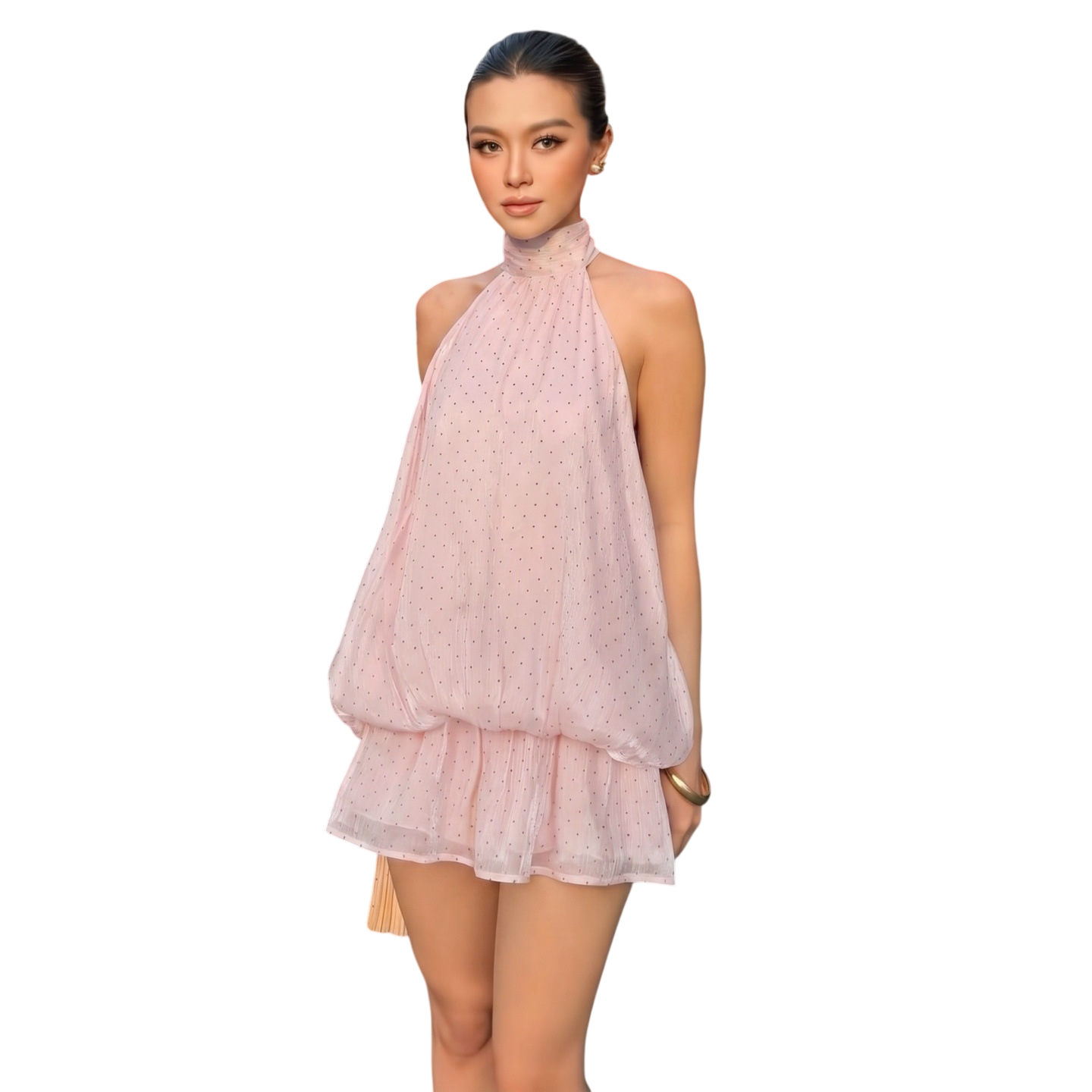 Women's Halter Pleated Mini Dress