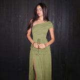 Women's One Shoulder Split Maxi Dress
