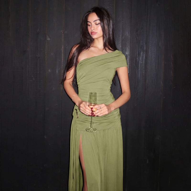 Women's One Shoulder Split Maxi Dress