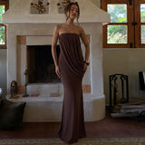 Women's Draped Strapless Maxi Dress