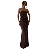 Women's Draped Strapless Maxi Dress
