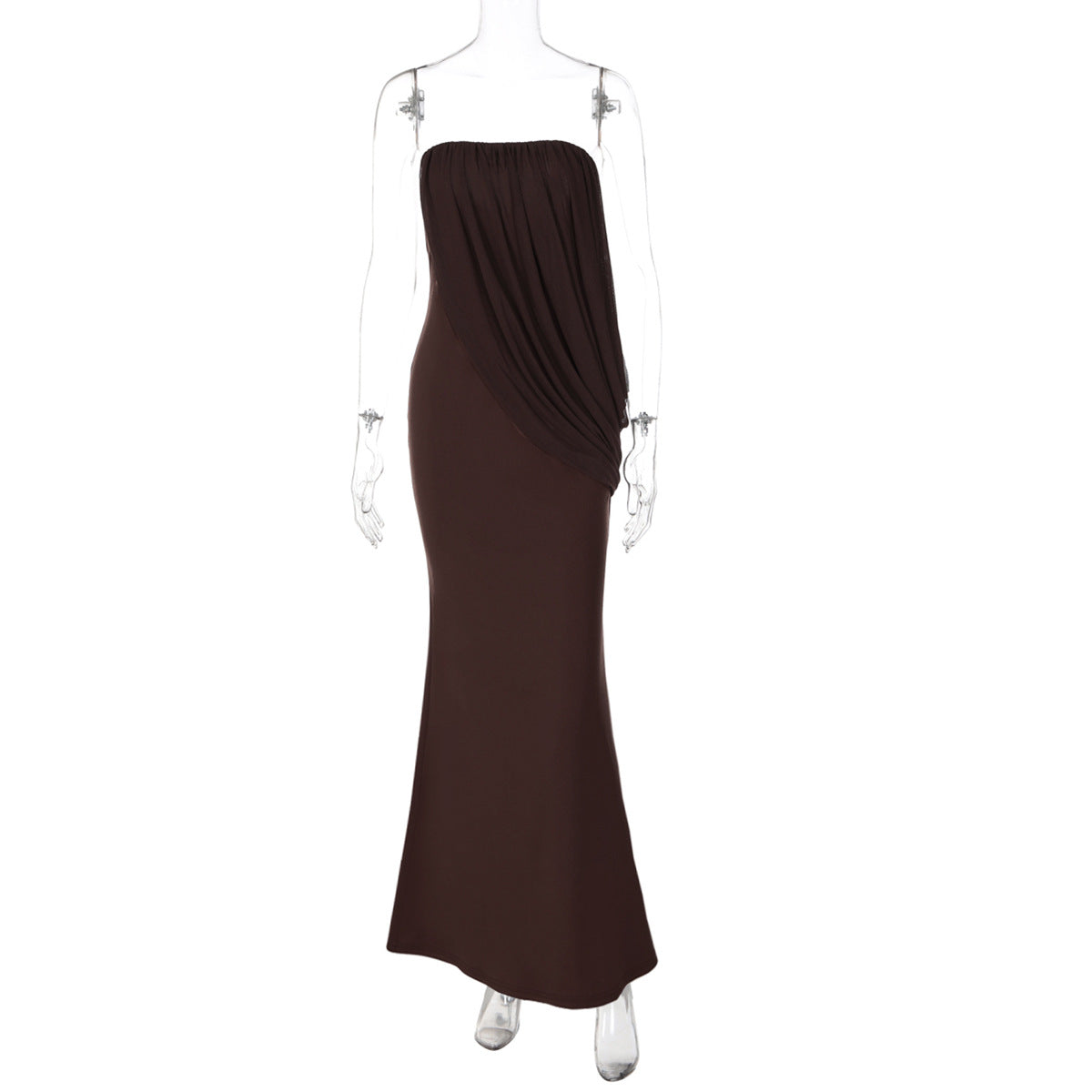 Women's Draped Strapless Maxi Dress