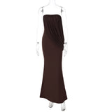 Women's Draped Strapless Maxi Dress