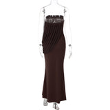 Women's Draped Strapless Maxi Dress