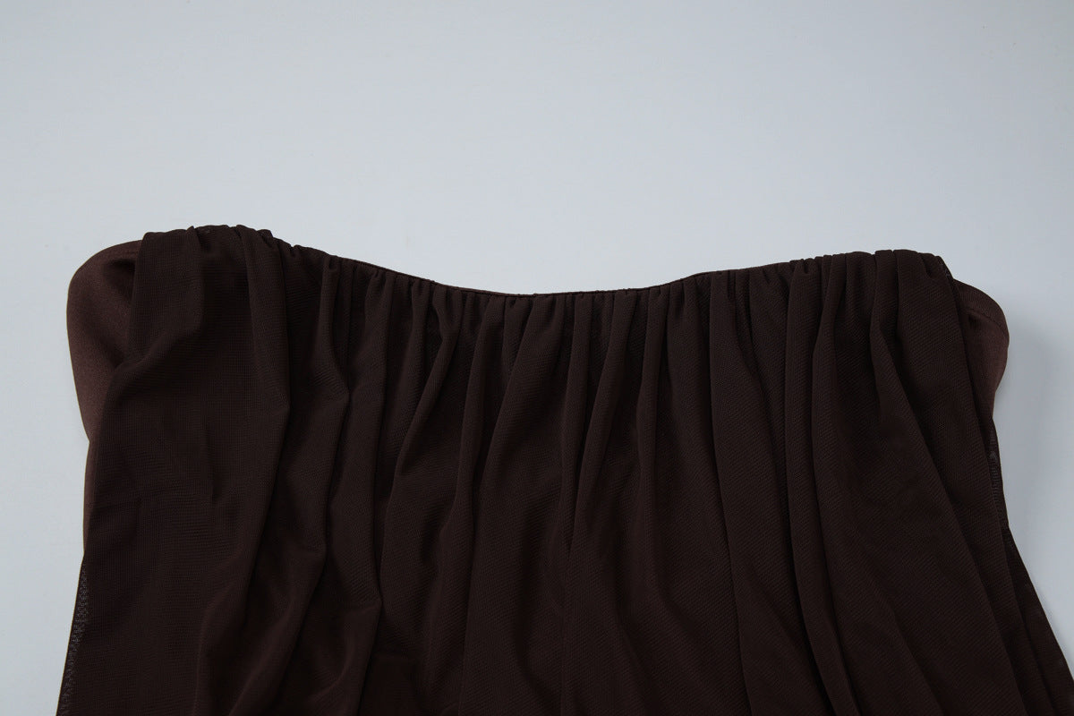 Women's Draped Strapless Maxi Dress