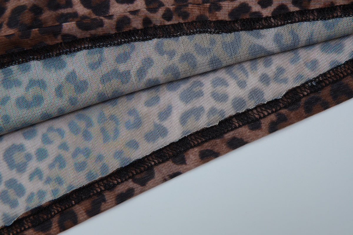 Women's Leopard Halter Mesh Tank Top