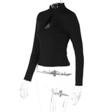 Women's Cutout Mock Neck Slim Top