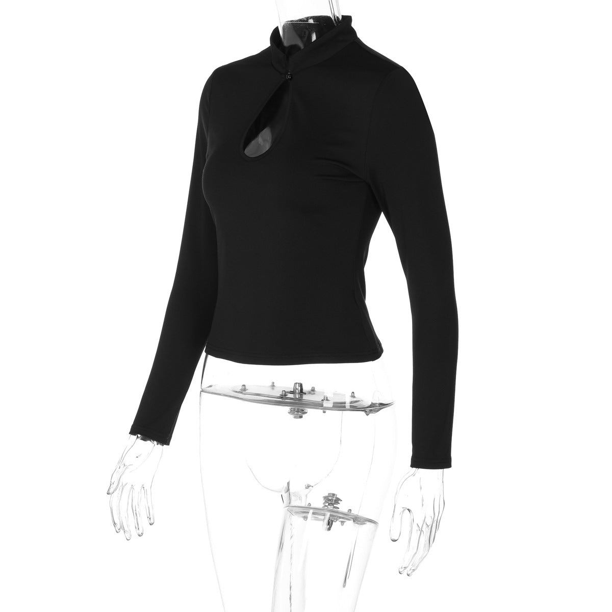 Women's Cutout Mock Neck Slim Top