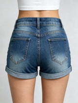 Women's Distressed High Waist Denim Shorts