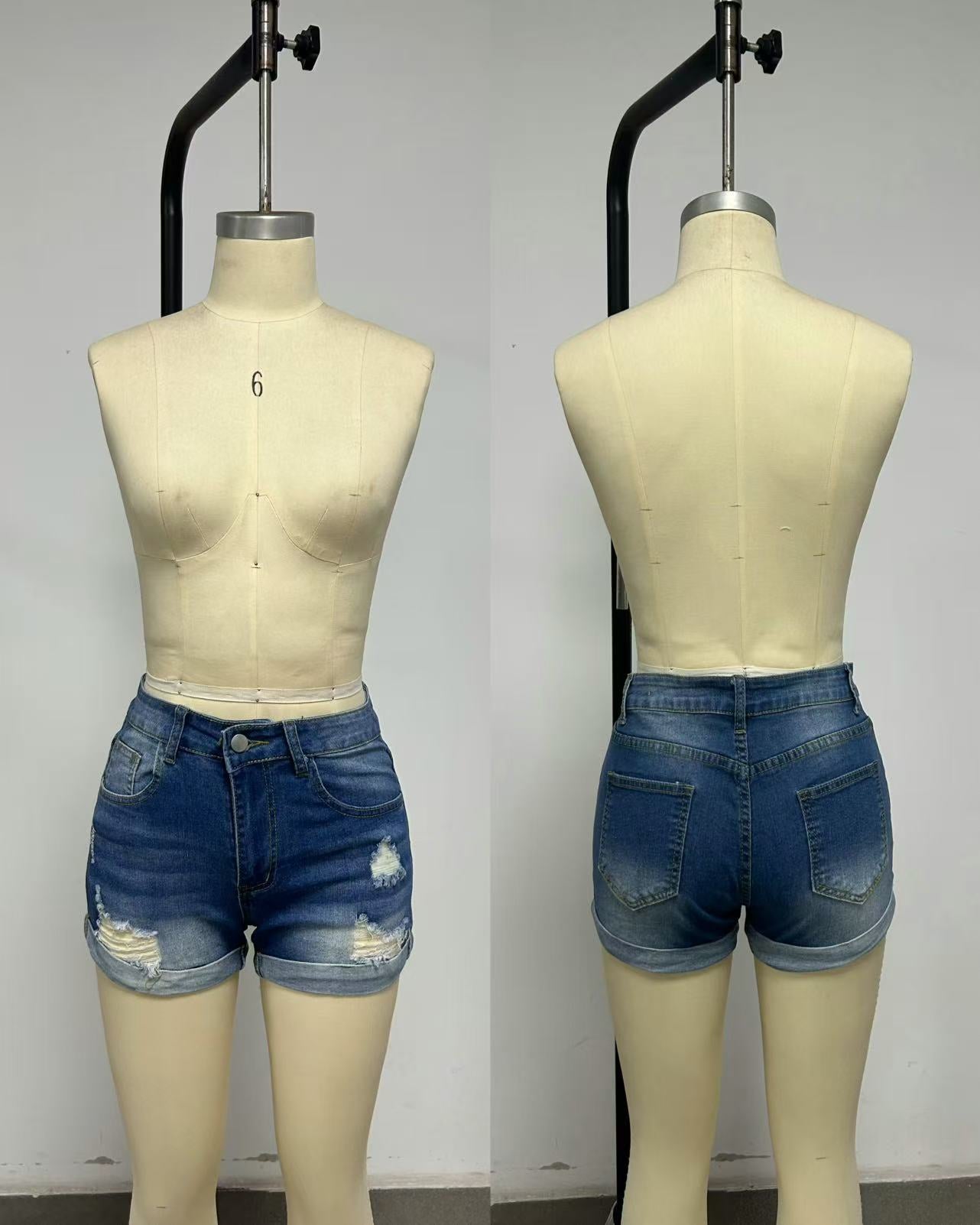 Women's Distressed High Waist Denim Shorts