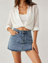 Women's High Waist Denim Mini Skirt