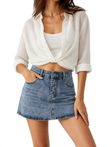 Women's High Waist Denim Mini Skirt