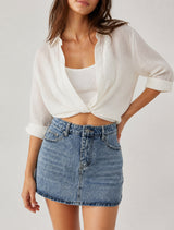 Women's High Waist Denim Mini Skirt