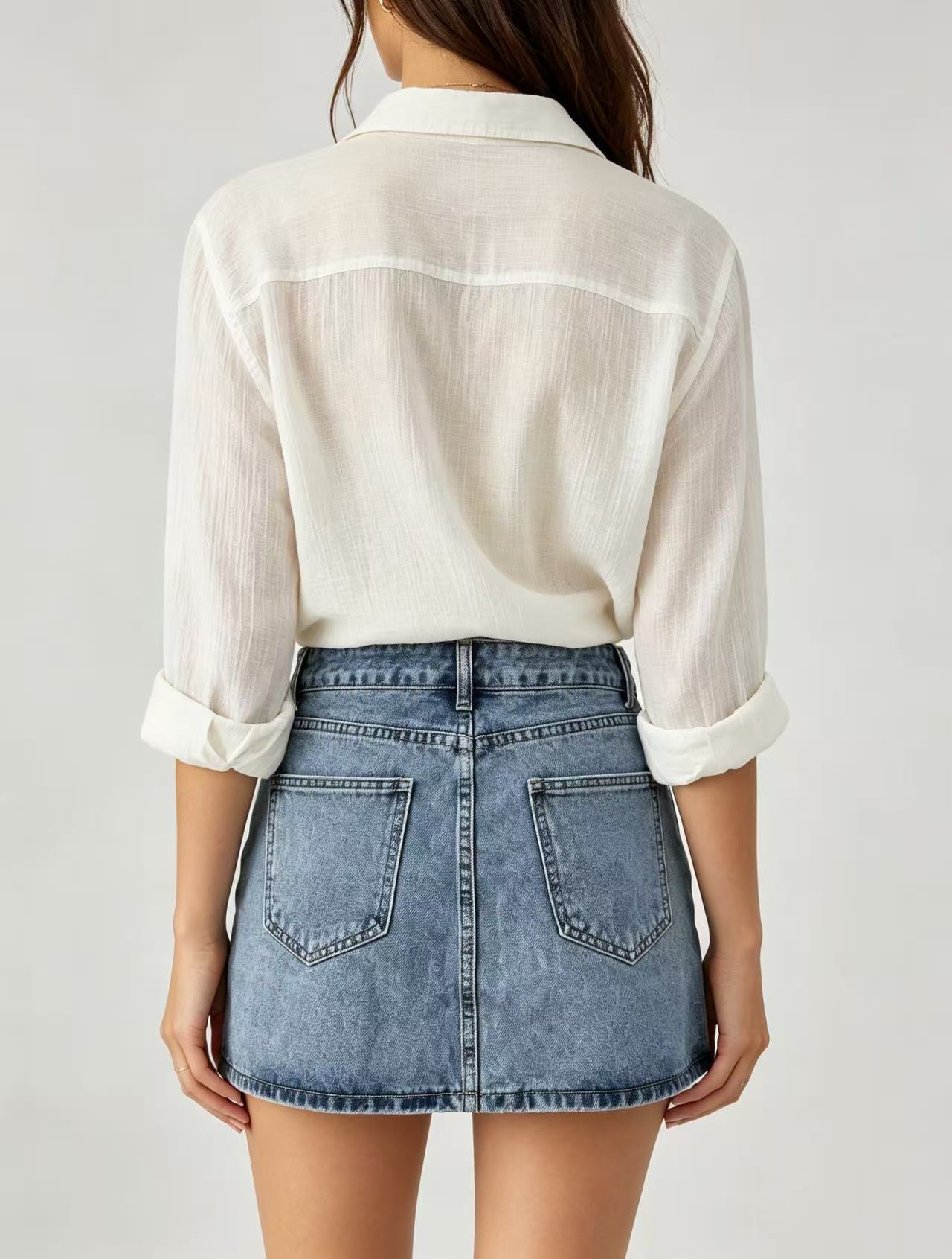 Women's High Waist Denim Mini Skirt