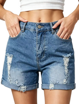 Women's Distressed Denim Shorts