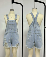 Women's Distressed Denim Romper