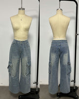 Women's Wide Leg Cargo Denim Jeans
