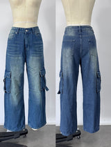Women's Wide Leg Cargo Denim Jeans