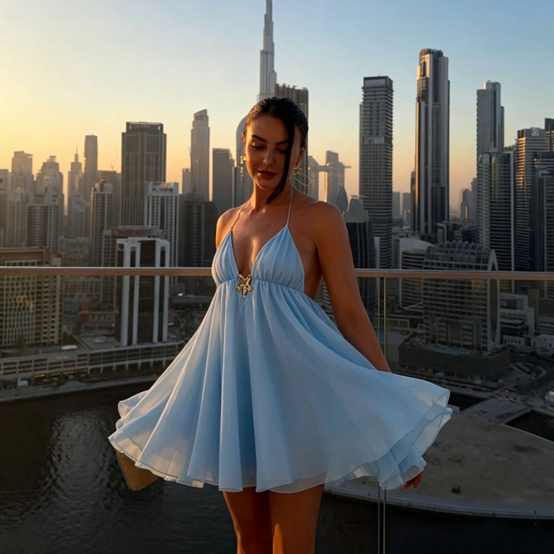 Women's Halter Flare Mini Dress