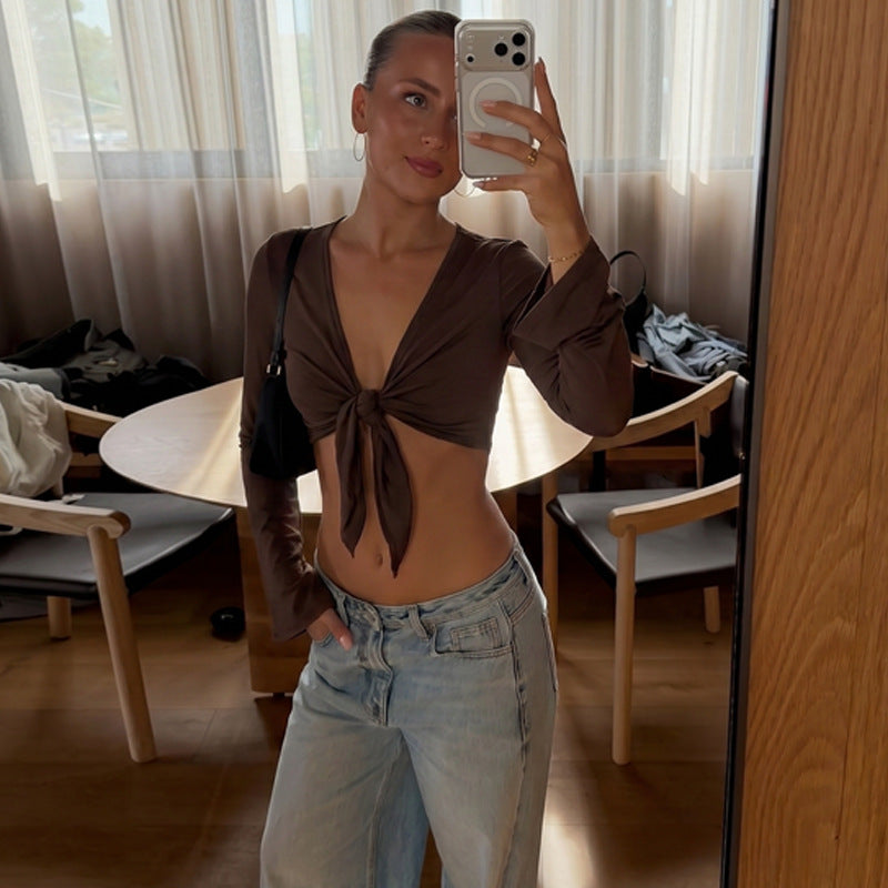 Women's Tie Front Crop Top