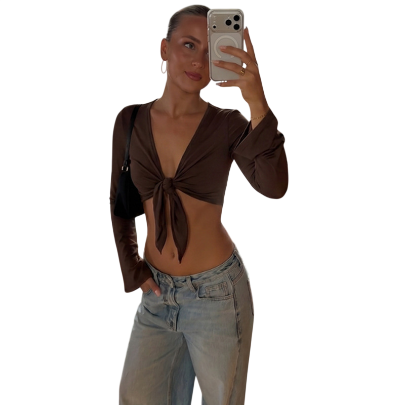 Women's Tie Front Crop Top