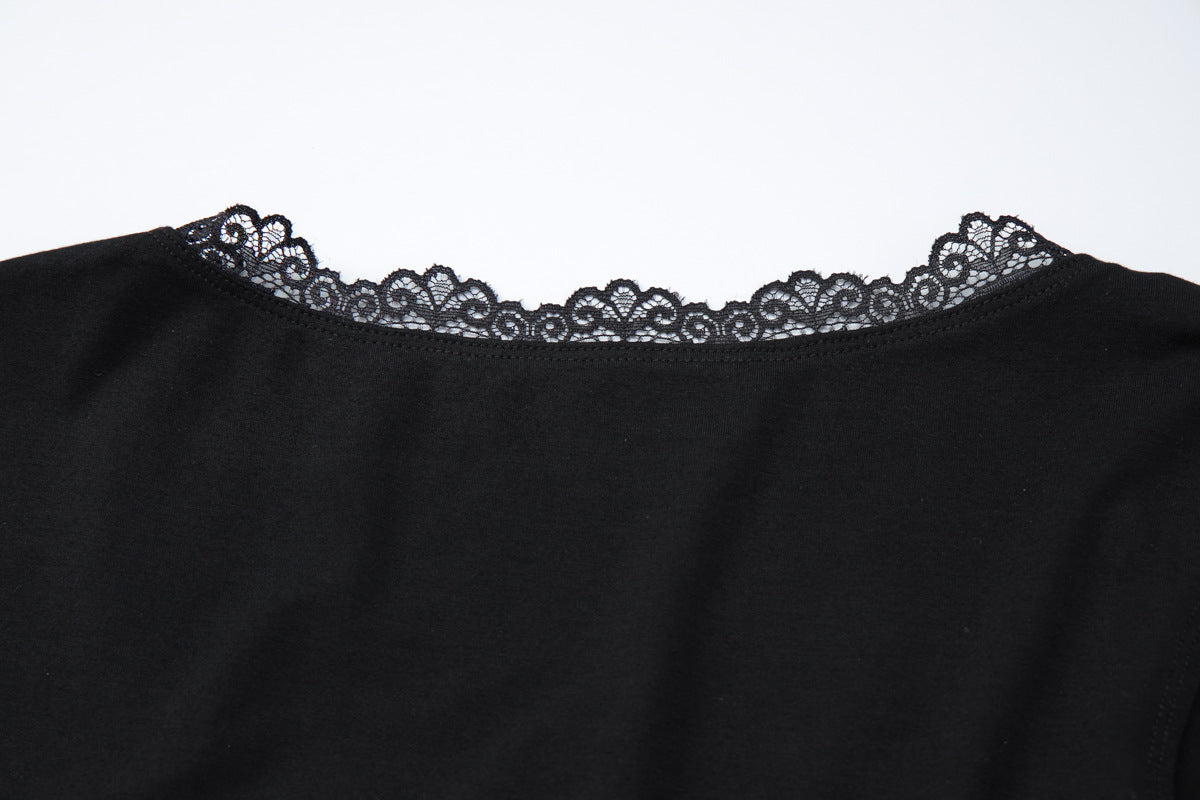 Women's Lace Trim Top & Skirt Set