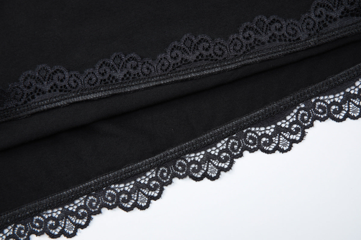 Women's Lace Trim Top & Skirt Set
