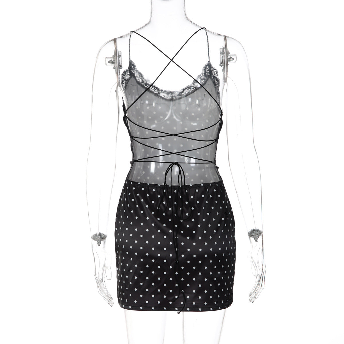 Women's Lace Trim Slip Mini Dress