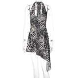 Women's Halter Animal Print Mini Dress