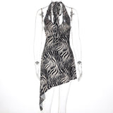 Women's Halter Animal Print Mini Dress