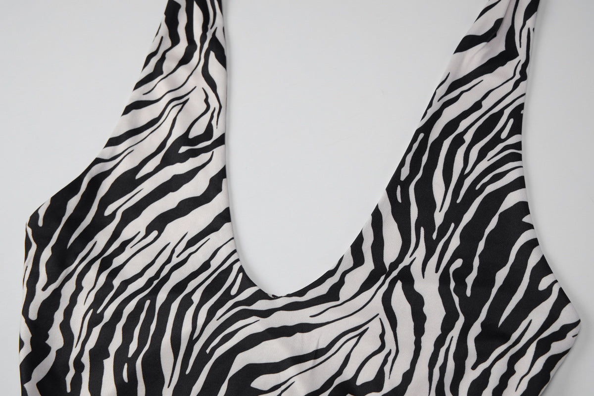 Women's Halter Animal Print Mini Dress