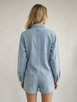 Women's Long Sleeve Denim Romper