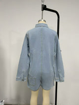 Women's Long Sleeve Denim Romper