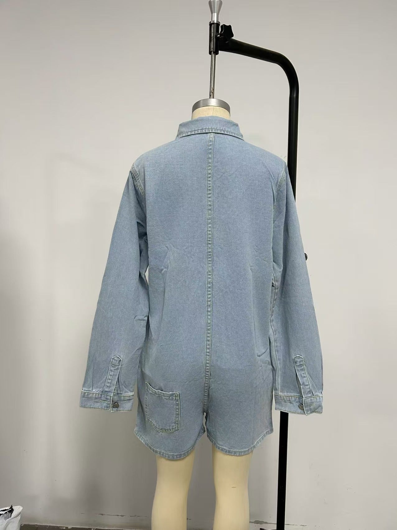 Women's Long Sleeve Denim Romper