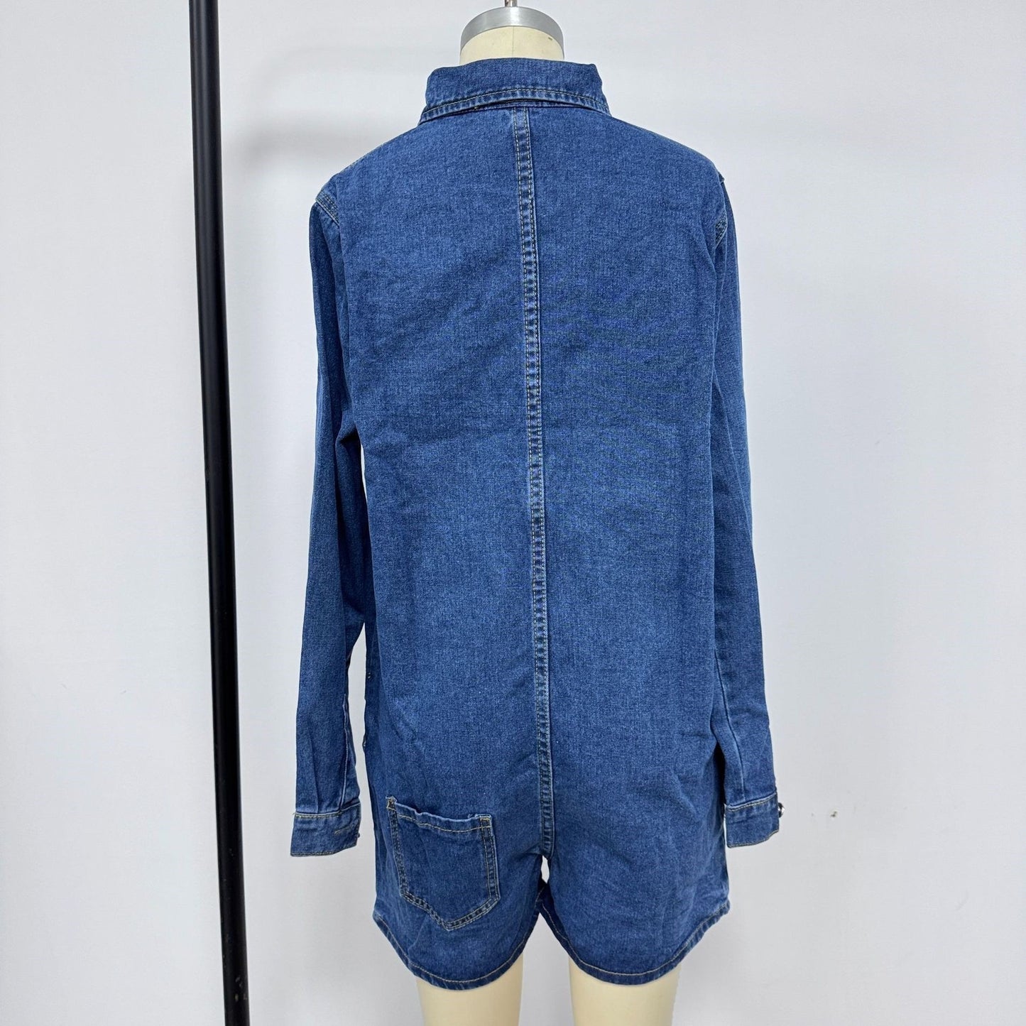 Women's Long Sleeve Denim Romper