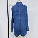 Women's Long Sleeve Denim Romper