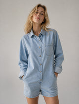 Women's Long Sleeve Denim Romper