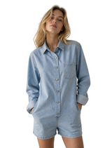 Women's Long Sleeve Denim Romper