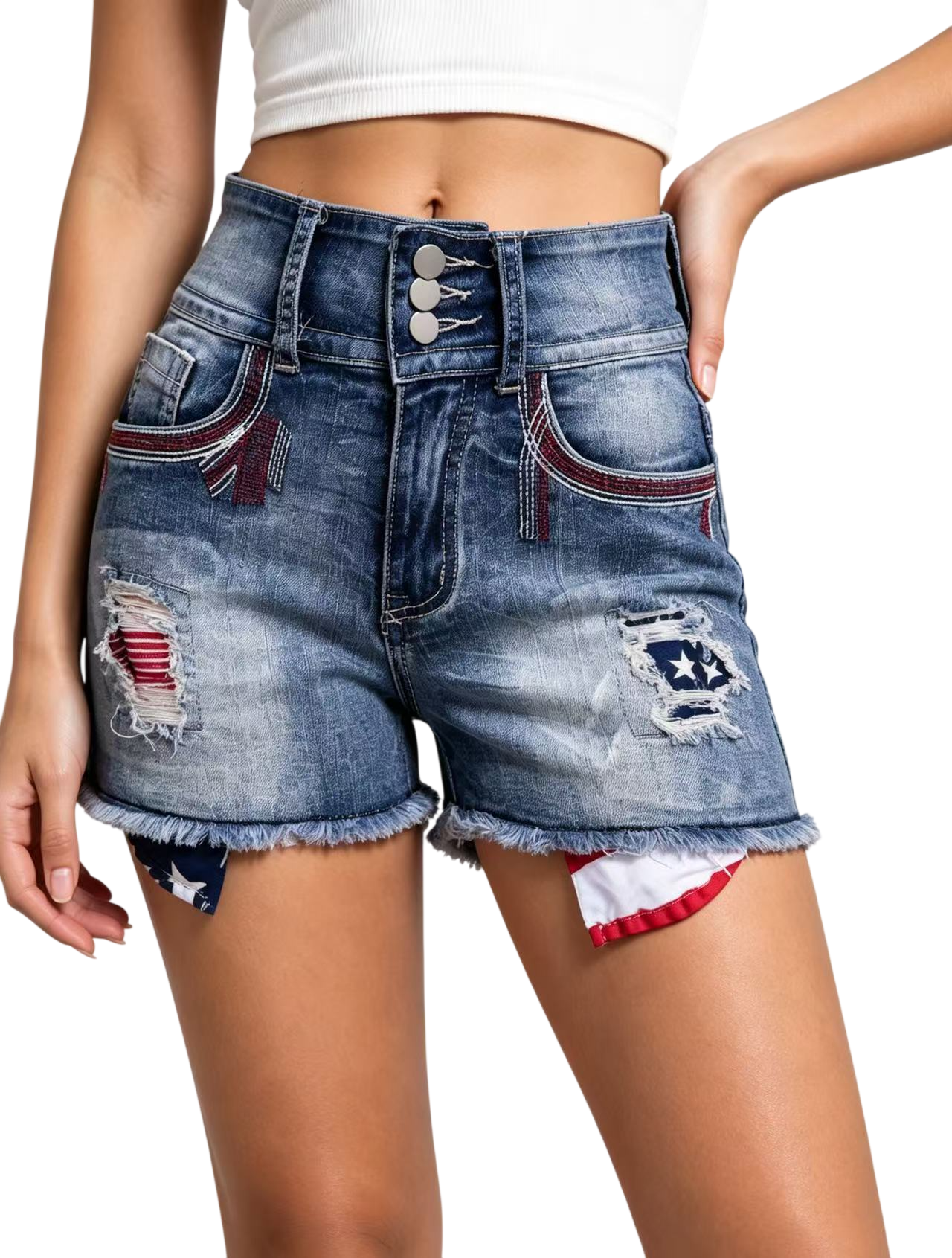 Women's Distressed Denim Shorts