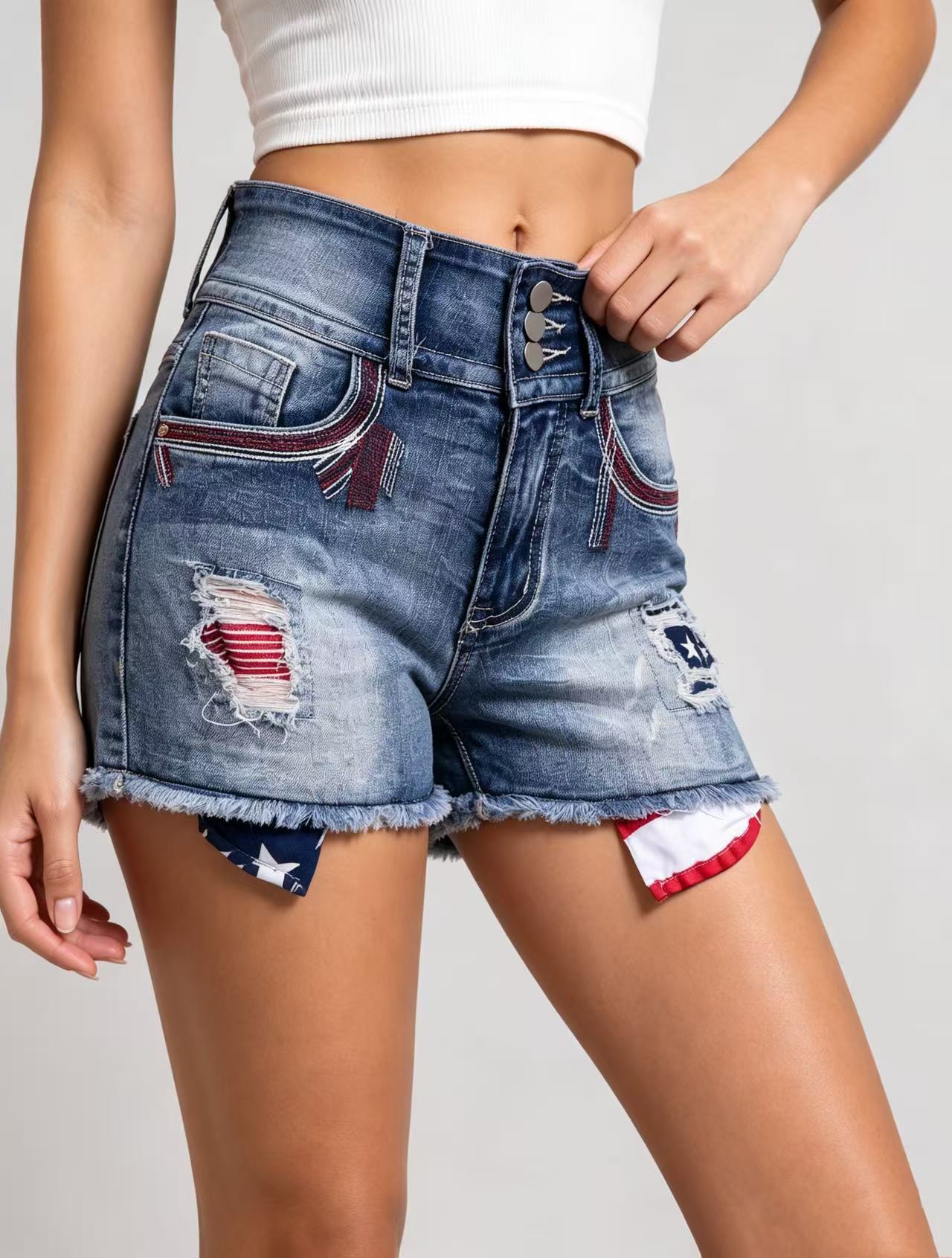 Women's Distressed Denim Shorts