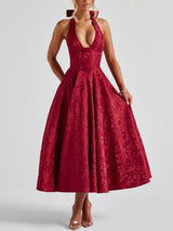 Women's Halter Neck A-Line Midi Dress
